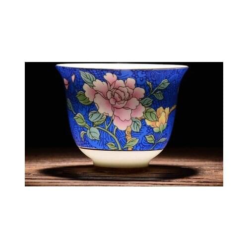 Jingdezhen White Porcelain Hand-painted Kungfu Teacup Ceramic Tea Bowl Pastel Wanhuahua Cup Green Tea Tie Guan Yin Teaware
