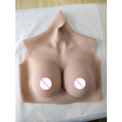 D CUP Short High Collar Neck Fake Artificial Boob Realistic Silicone Breast Forms Crossdresser Shemale Transgender Drag Queen 4G
