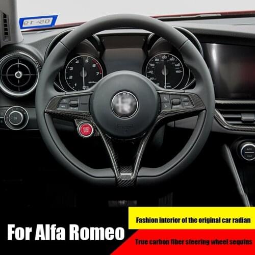 Real carbon fiber car steering wheel decorative cover For Alfa Romeo giulia stelvio interior modification Accessories