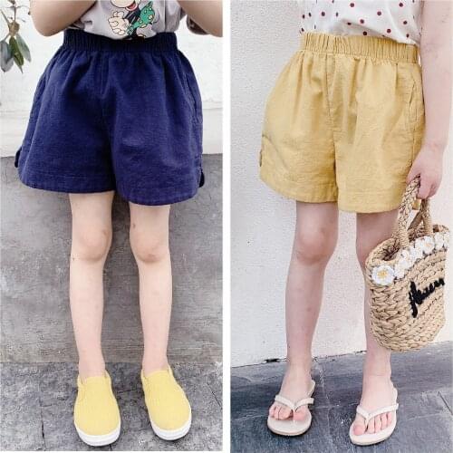 Childrens Shorts Summer New Baby Girls Solid Cotton Casual Shorts Fashion Loose Soft Kids Short Pants Shorts For Girls 2-7 Y