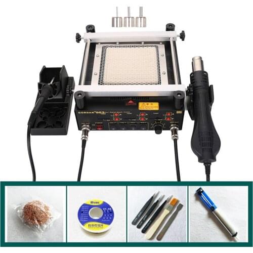 BGA Rework Solder Station 3 in 1 Digita Electric Soldering iron Hot Air Heat Gun IR Infrared Preheating Station Gordak 863