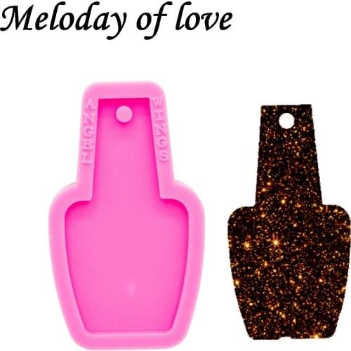 Glossy Polish Bottle Keychain Epoxy Resin Molds Jewelry Making Custom Silicone Mould DY0343
