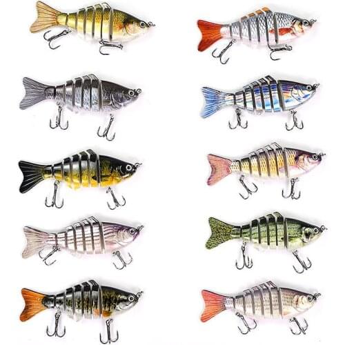 Htdob 3/5/10Pcs 7 segments 10cm 15g Wobblers Fishing Lures Multi Jointed Swimbait Hard Artificial Bait Pike Bass Fishing Lure