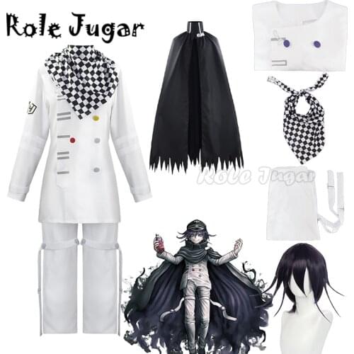 Danganronpa V3 Kokichi Oma President Cosplay Costume Full Set Scarf Cloak Uniforms Costume With Wig Halloween Carnival C80C34