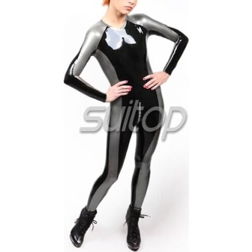 Suitop nature latex rubber jumpsuit cross dressing catsuit