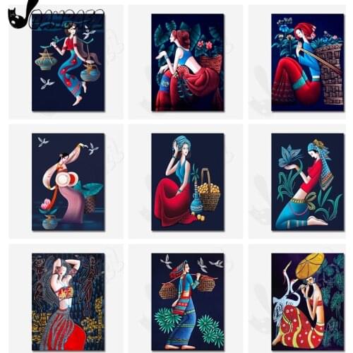 Beauty Diamond Painted Ethnic Style Mosaic Kit Character 5D Diy Embroidery Blue Sky Rhinestone Hand Inlaid Gift Home Decoration