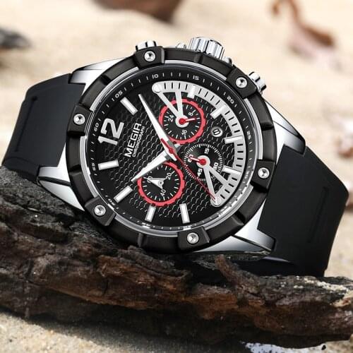 Top Brand MEGIR Mens Creative Fashion Sports Watches Silicone Waterproof Clock 24Hour Men Quartz Wrist Watch Relogio Masculino