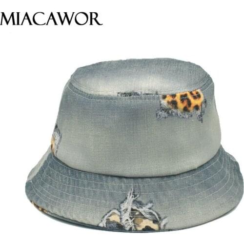 MIACAWOR New Denim Bucket Hat Women Spring Vintage Panama Fishing Cap Men Hip Hop Beach Sun Hat For Girl M125