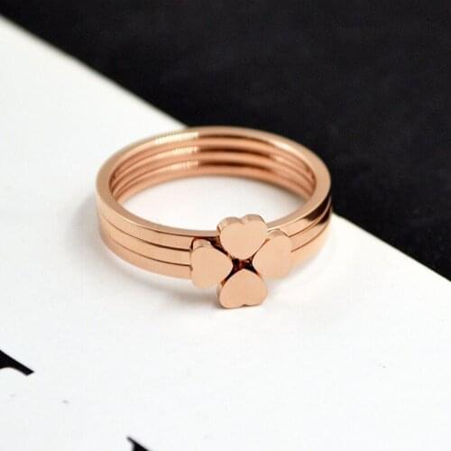 RE Fashion Elegant 316L Stainless Steel Rings Rose Gold Color Triple Band Ring Heart Shaped big rings for women J40