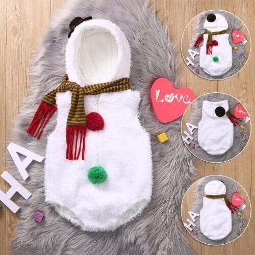 0-24M Toddler Kids Baby Infant Baby Boys Girls Christmas Xmas Snowman Modelling Fleece Romper Scarf Sets Cosplay TELOTUNY