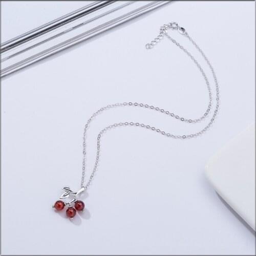 S925 sterling silver necklace Necklace women Fashion necklace Pendant necklace Cherry pendant necklace Long necklace