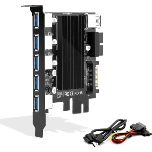 PCI-E PCI express x1 to 5 ports USB3.0 4 pin power expansion card ADD ON CARD