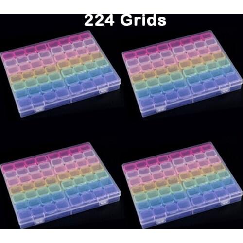 28/56/224 Slots Plastic Storage Box Diamond Painting Kits Nail Art Rhinestone Toole Beads Storage Box Case Organizer Holder Sale