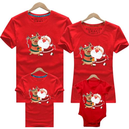 Christmas Family Matching T-shirt Father Mother Son Daughter Clothes Adult Kids T-shirt Baby Romper New Year Mom And Me T-shirt