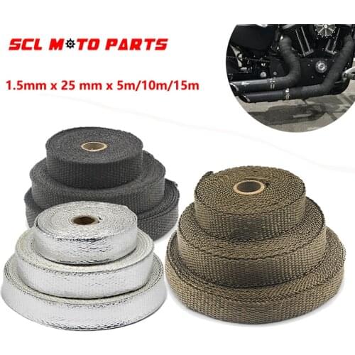 ALconstar- 5M/10M/15M Motorcycle Exhaust Thermal Tape Header Heat Wrap Manifold Insulation Roll Resistant with Stainless Ties