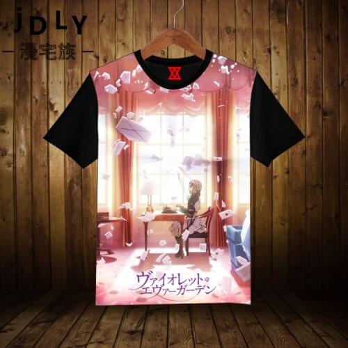Tops Anime Violet Evergarden COSPLAY Tees Summer Short-Sleeved T-shirt Men and Women Casual Fashion Full-Color T-shirt