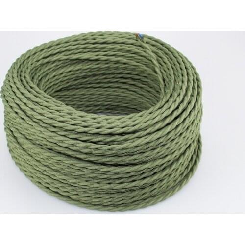 50m/100me Each Color 2 Core 0.75mm2 Vintage Twisted Cable Textile Covered Electrical Wire Fabric Light Cord