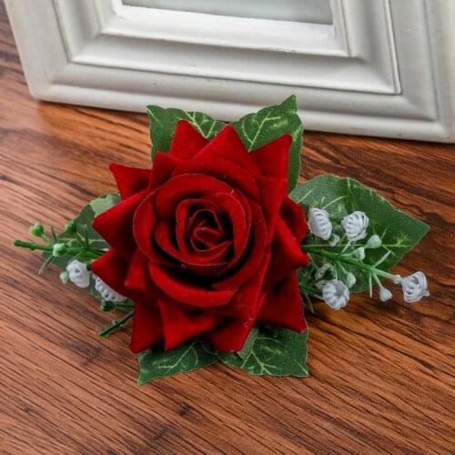Haimeikang Bridal Emulation Rose Hairpin Bohemian Rose Accessories Artificial Flower Hairpin Brooch Wedding Party Accessorie