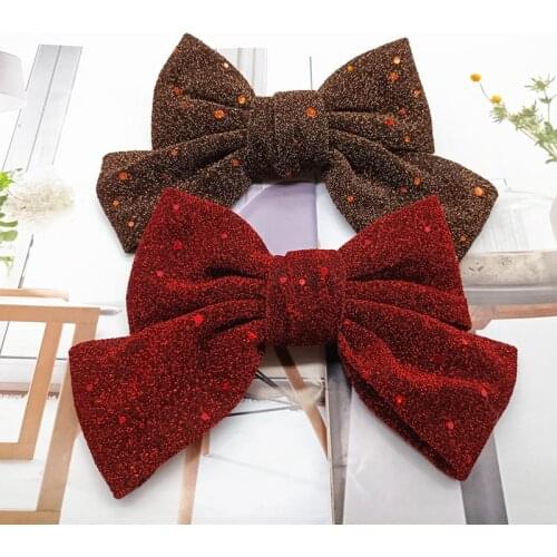 Korean Women Big Bow Hairpin Headwear Girl Glitter Hair Clip Vintage Spring Clip Horsetail Clip Hair Accessories Christmas Gifts