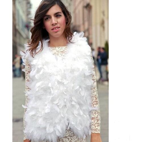 CNEGOVIK Fur Gilet Women Ostrich Feather Fur Vest 2021 New Autumn Winter Sleeveless Coat Female Waistcoat Free Shipping