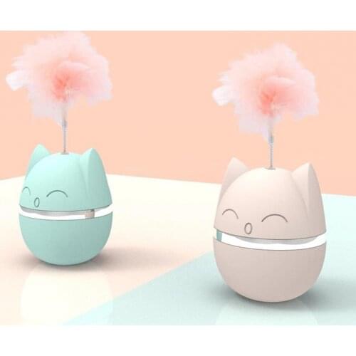 1 Set Kitten Interactive Cat Teaser Tumbler with Feather Funny PP Cats Tumbler Toy Pet Supplies Delicate Craft Lovely Gifts