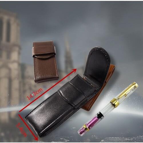 1PC Leather Pen Holder Retro Handmade Pen Case Portable Vintage Pen Bag Pen Protector Office School Stationery