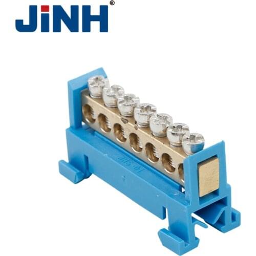 1Pcs Screw Brass Din Rail Terminal Block Earth and Neutral Blocks 7/8/10/12 Ways Distribution box terminal strip