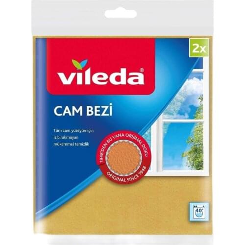 Vileda Glass Cloth, Extra Shine, Yellow, Pack of 2