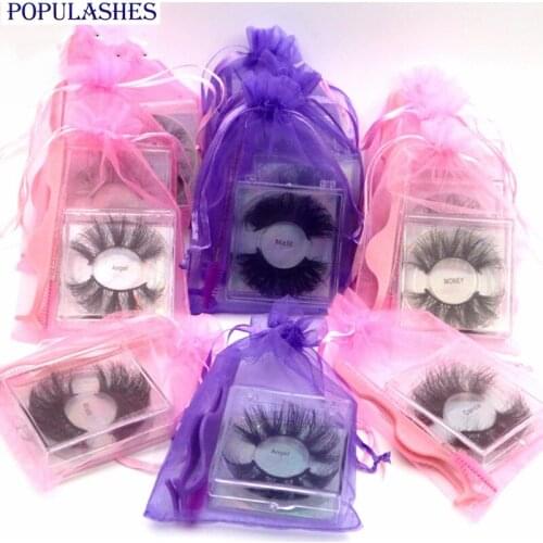 100% Real Mink Fur 25mm Lashes False Eyelashes in Bulk Wholesale Fluffy Messy Dramatic Thick Long Yarn Bag Packaging Custom Logo