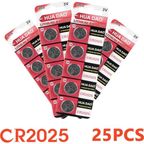 25pcs 3V CR2025 CR 2025 Lithium Button Battery DL2025 BR2025 Cell Coin Batteries 3V CR 2025 For Toys Calculators Laser Pointers