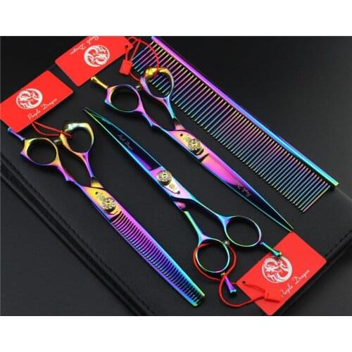3PCS/SET 7inch Rainbow Dog Grooming Scissors ,Shear Free Shipping