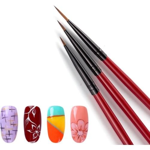 3pcs/ lot Nail Art Liner Painting Pen Thin Stripe Line Brush Drawing Kit Flower Line Grid French DIY UV Gel Design Manicure Tool
