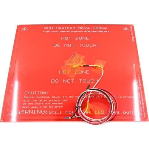 300*300*2.0 MK2A RepRap RAMPS 1.4 PCB Heatbed MK2A +LED+Resistor+Cable +100k Ohm Thermistors PCB Heat Bed