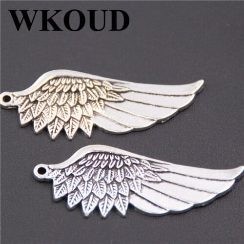 4pcs Silver Plated Wings Charm Retro Necklace Bracelet DIY Metal Jewelry Pendants For Jewelry Handicraft Making 58*19mm A215