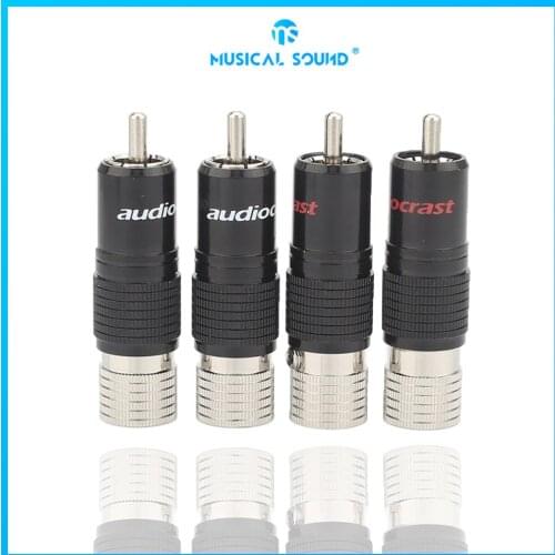 4Pcs Silver-Plated Audio Speaker Cable RCA Plug Musical Speaker Cable Wire RCA Connector Pure Copper RCA Plug