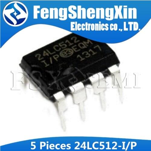 5pcs 24LC512-I/P DIP8 24LC512 DIP-8 DIP EEPROM IC