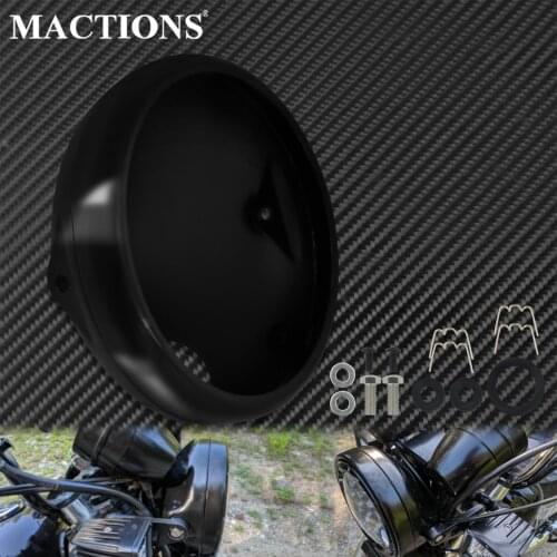7''Motorcycle Headlight Housing Cover Base Retro Bucket LED Headlamp Shell Bright Black For Harley Sportster XL883 Touring Dyna