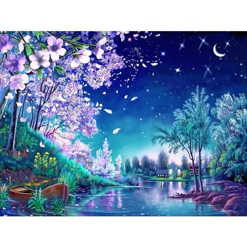 5D DIY diamond painting Fantasy Wonderland River Full Drill Embroidery Cross Stitch Mosaic Craft Home Decor Christmas Gift