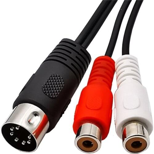 0.5m 1m 1.5m MIDI Cable 7-Pin DIN Male to 2 Dual RCA Female Plug Audio Cable 7pin to 2 x RCA