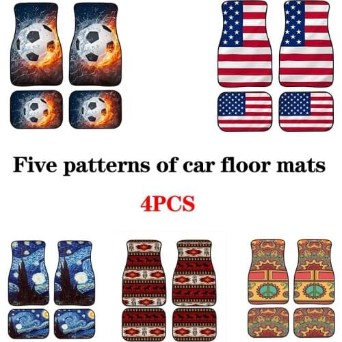 Female Car Accessories, 4 Universal Pads, Front And Rear Foot 3D Printed Football Pattern Interior Protection Device