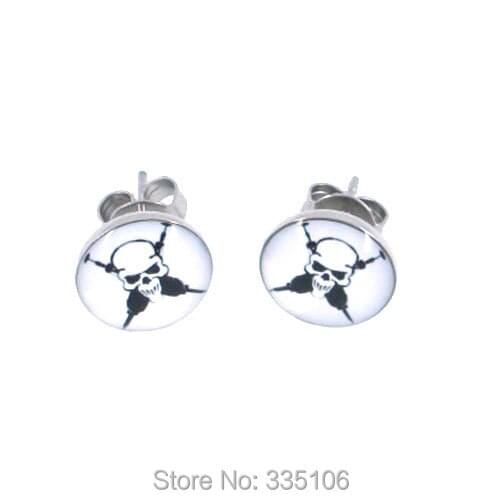 Free Shipping! Enamel Ghost Skull Earring Body Piercing Stainless Steel Jewelry Fashion Earring Studs SJE370003