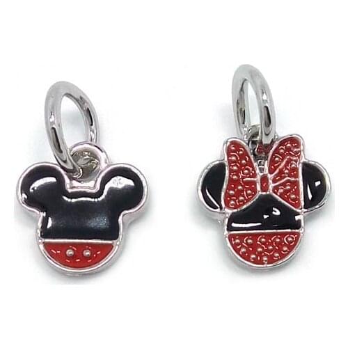 Free shipping new 20pcs Mickey & Minnie pendant alloy oil-drip beads fit European fashion jewelry bracelet & necklace DIY