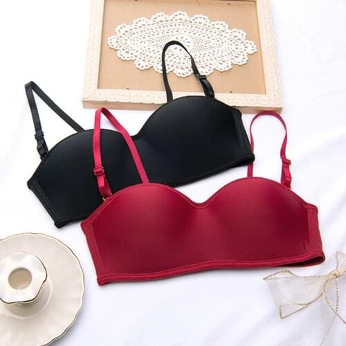 Wasteheart New Women Fashion Blue Skin Gray Red Wireless Padded Bras Invisible Sexy One-Piece Bras Bralette Cup A B Underwear