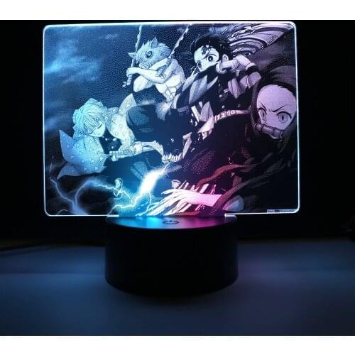 Two Tone LED Table Light Anime Demon Slayer LED Lamp Dual Color for Child Room Decor Birthday Gift Kimetsu No Yaiba Dropship