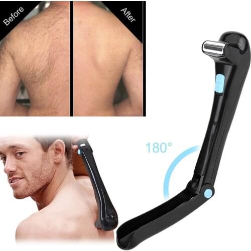Men Shaver Electric Back Hair Shaving Razor Epilator 180 Foldable Battery Manual Long Handle Body Hair Trimmer Removal Tool