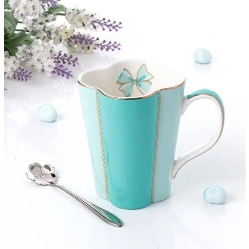 Ceramic Tea Mugs Including 304 SUS Spoons Breakfast Milk Coffee Cup Office Drinkware Cup Kitchen Utensils Wedding Gifts 320ML