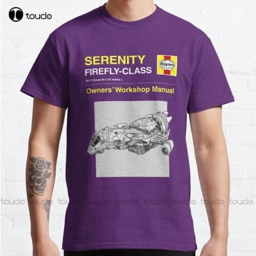 New Serenity - Owners' Manual Firefly Geek Comic Con Serenity Classic T-Shirt Mens Work Shirts Cotton Unisex Tee Shirt