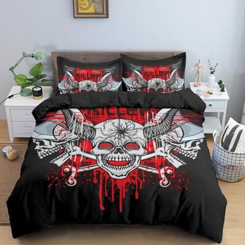 Skeleton Bedding Sets Cartoons Pattern Duvet Cover Pillowcase Bedclothes Twin/Queen/King Size Bed Room For Kids Bedding