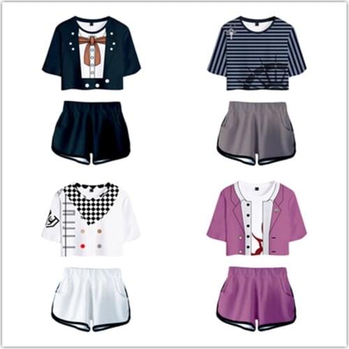 Danganronpa V3: Killing Harmony Tojo Kirumi Kokichi Oma Cosplay Costume Crop Top Shorts Two Piece Sets