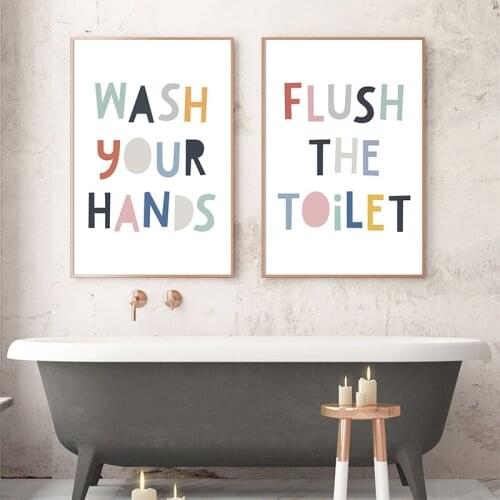 Colorful Bathroom Wall Art Poster Nursery Funny House Rules Sign Canvas Painting Quotes Print Nordic Home Decor